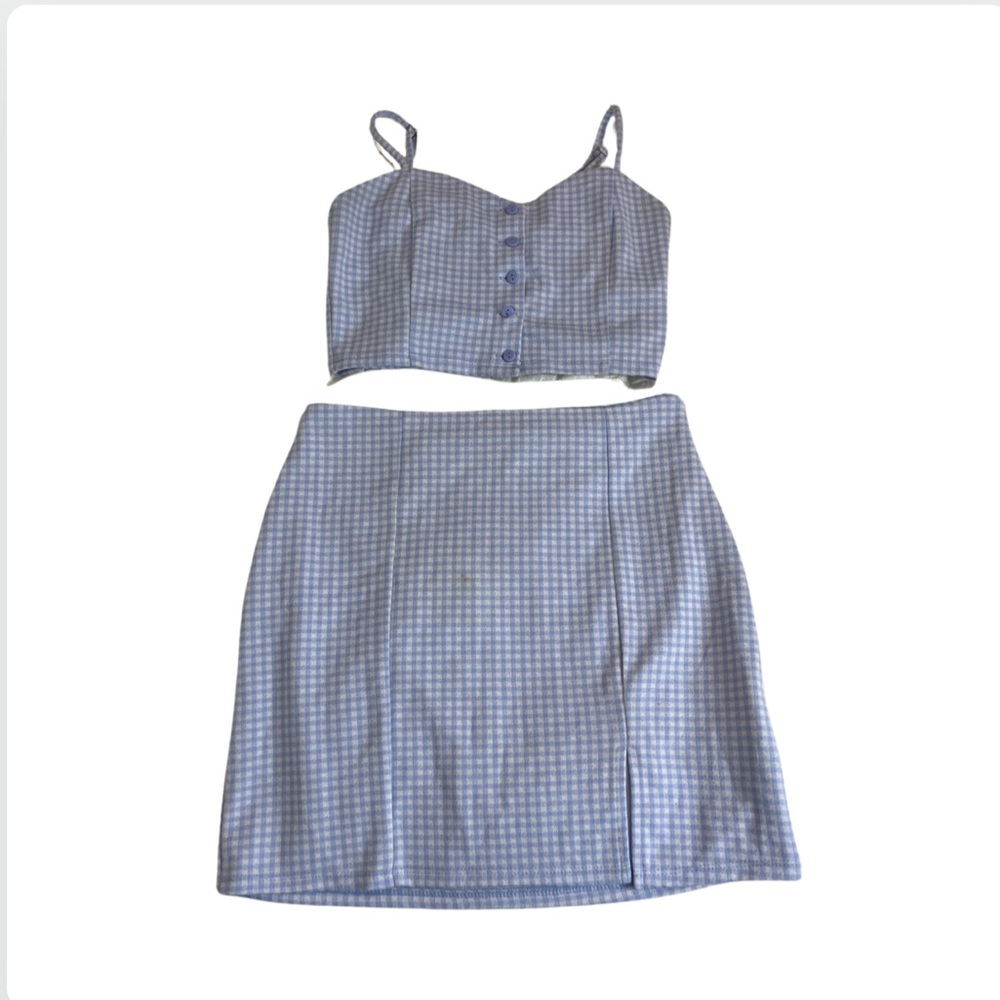 Womens forever 21 Blue and white  Pleated Mini Skirt with top size M